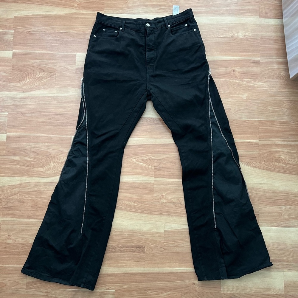 Rick Owens Black Men's Pants with Silver Accents